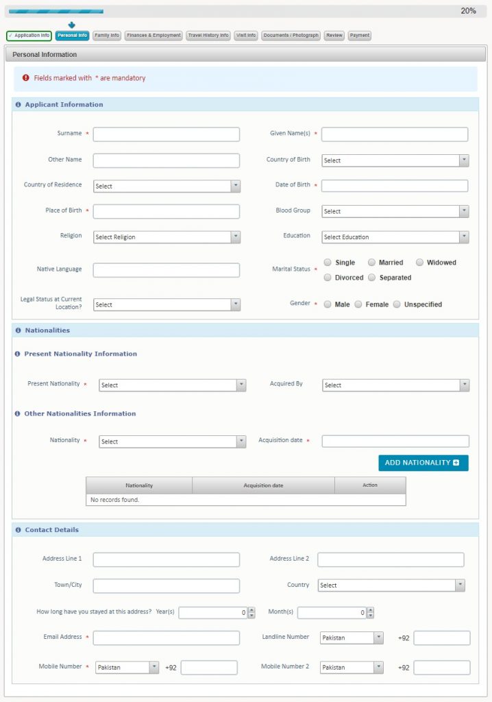 pakistan visa application form