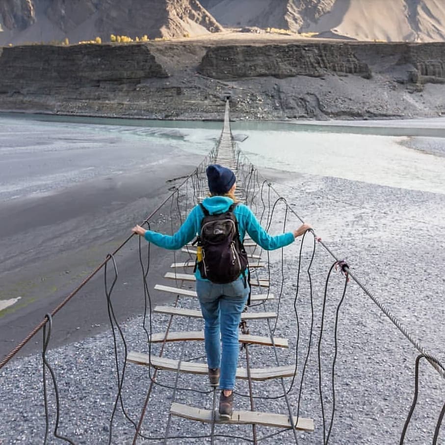 Passu Suspension Bridge Leading to Khuramabad